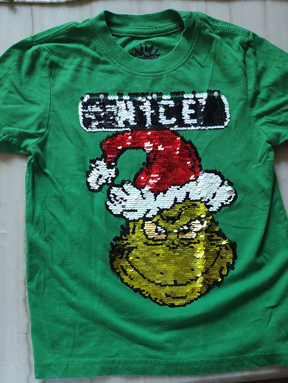 Green Grinch Réversible Sequin Holiday Tee - Kids
